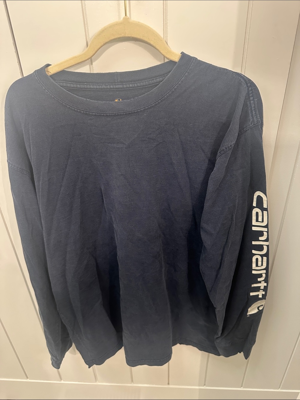 Carhartt Navy Long-Sleeve Crewneck with Sleeve Logo